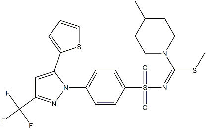 N1-[(4-methylpiperidino)(methylthio)methylidene]-4-[5-(2-thienyl)-3-(trifluoromethyl)-1H-pyrazol-1-yl]benzene-1-sulfonamide Struktur