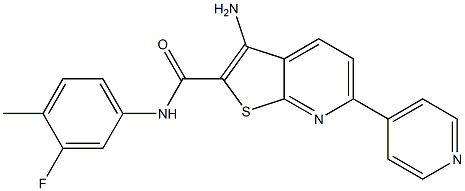 3-amino-N-(3-fluoro-4-methylphenyl)-6-(4-pyridinyl)thieno[2,3-b]pyridine-2-carboxamide Struktur