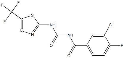 N-(3-chloro-4-fluorobenzoyl)-N'-[5-(trifluoromethyl)-1,3,4-thiadiazol-2-yl]urea Struktur