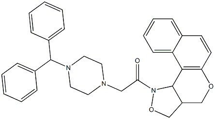 1-[3a,11c-dihydro-3H-benzo[5,6]chromeno[4,3-c]isoxazol-1(4H)-yl]-2-(4-benzhydrylpiperazino)-1-ethanone Struktur