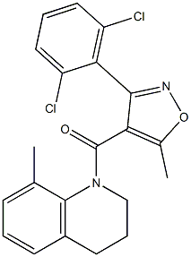 [3-(2,6-dichlorophenyl)-5-methylisoxazol-4-yl](8-methyl-1,2,3,4-tetrahydroquinolin-1-yl)methanone Struktur