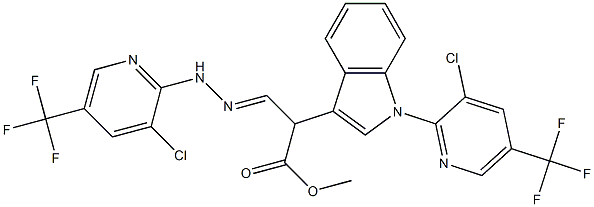 methyl 3-{2-[3-chloro-5-(trifluoromethyl)-2-pyridinyl]hydrazono}-2-{1-[3-chloro-5-(trifluoromethyl)-2-pyridinyl]-1H-indol-3-yl}propanoate Struktur