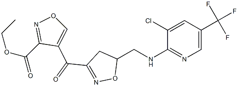 ethyl 4-{[5-({[3-chloro-5-(trifluoromethyl)-2-pyridinyl]amino}methyl)-4,5-dihydro-3-isoxazolyl]carbonyl}-3-isoxazolecarboxylate Struktur