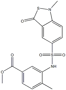 methyl 4-methyl-3-{[(1-methyl-3-oxo-1,3-dihydrobenzo[c]isothiazol-5-yl)sulfonyl]amino}benzoate Struktur