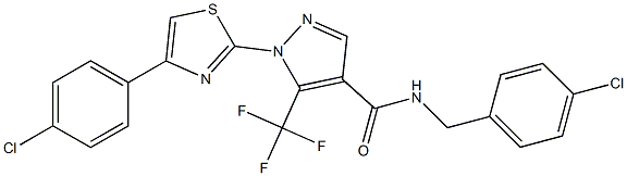 N-(4-chlorobenzyl)-1-[4-(4-chlorophenyl)-1,3-thiazol-2-yl]-5-(trifluoromethyl)-1H-pyrazole-4-carboxamide Struktur