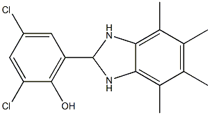 2,4-dichloro-6-(4,5,6,7-tetramethyl-2,3-dihydro-1H-benzo[d]imidazol-2-yl)phenol Struktur