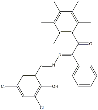 2-[2-(3,5-dichloro-2-hydroxybenzylidene)hydrazono]-1-(2,3,4,5,6-pentamethylphenyl)-2-phenylethan-1-one Struktur