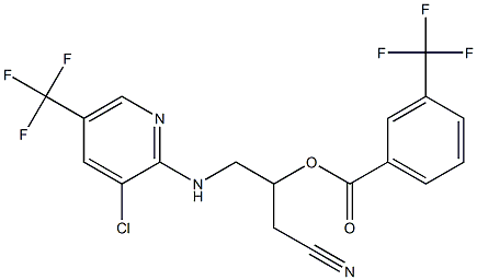 2-{[3-chloro-5-(trifluoromethyl)-2-pyridinyl]amino}-1-(cyanomethyl)ethyl 3-(trifluoromethyl)benzenecarboxylate Struktur