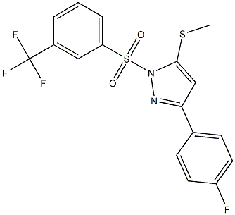 3-(4-fluorophenyl)-5-(methylthio)-1-{[3-(trifluoromethyl)phenyl]sulfonyl}-1H-pyrazole Struktur