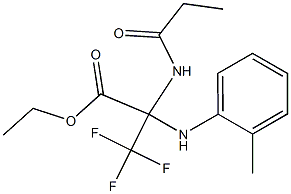 ethyl 3,3,3-trifluoro-2-(propionylamino)-2-(2-toluidino)propanoate Struktur