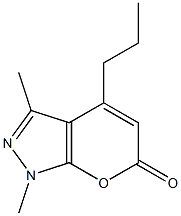 1,3-dimethyl-4-propyl-1,6-dihydropyrano[2,3-c]pyrazol-6-one Struktur