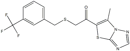 1-(6-methyl[1,3]thiazolo[3,2-b][1,2,4]triazol-5-yl)-2-{[3-(trifluoromethyl)benzyl]sulfanyl}-1-ethanone Struktur