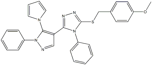 methyl 4-[({4-phenyl-5-[1-phenyl-5-(1H-pyrrol-1-yl)-1H-pyrazol-4-yl]-4H-1,2,4-triazol-3-yl}sulfanyl)methyl]phenyl ether Struktur