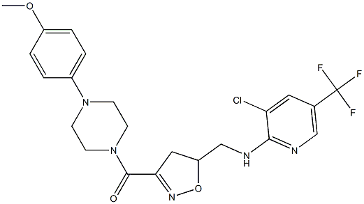 [5-({[3-chloro-5-(trifluoromethyl)-2-pyridinyl]amino}methyl)-4,5-dihydro-3-isoxazolyl][4-(4-methoxyphenyl)piperazino]methanone Struktur