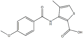 3-[(4-methoxybenzoyl)amino]-4-methyl-2-thiophenecarboxylic acid Struktur