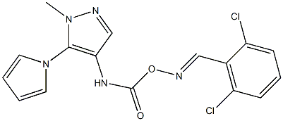 4-{[({[(2,6-dichlorophenyl)methylene]amino}oxy)carbonyl]amino}-1-methyl-5-(1H-pyrrol-1-yl)-1H-pyrazole Struktur