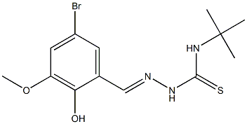 N1-(tert-butyl)-2-(5-bromo-2-hydroxy-3-methoxybenzylidene)hydrazine-1-carbothioamide Struktur