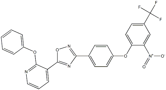 3-{4-[2-nitro-4-(trifluoromethyl)phenoxy]phenyl}-5-(2-phenoxy-3-pyridyl)-1,2,4-oxadiazole Struktur