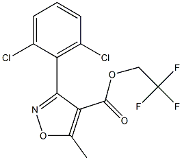 2,2,2-trifluoroethyl 3-(2,6-dichlorophenyl)-5-methylisoxazole-4-carboxylate Struktur