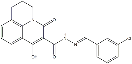 N'-[(E)-(3-chlorophenyl)methylidene]-7-hydroxy-5-oxo-2,3-dihydro-1H,5H-pyrido[3,2,1-ij]quinoline-6-carbohydrazide Struktur