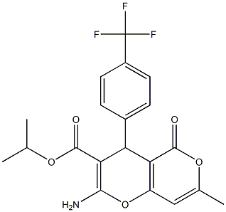 isopropyl 2-amino-7-methyl-5-oxo-4-[4-(trifluoromethyl)phenyl]-4H,5H-pyrano[4,3-b]pyran-3-carboxylate Struktur