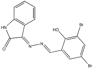 3-[2-(3,5-dibromo-2-hydroxybenzylidene)hydrazono]indolin-2-one Struktur