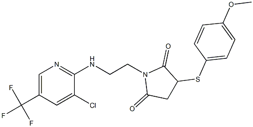 1-(2-{[3-chloro-5-(trifluoromethyl)-2-pyridinyl]amino}ethyl)-3-[(4-methoxyphenyl)sulfanyl]dihydro-1H-pyrrole-2,5-dione Struktur