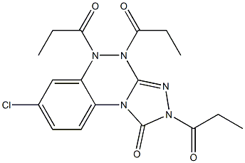 7-chloro-2,4,5-tripropionyl-1,2,4,5-tetrahydrobenzo[e][1,2,4]triazolo[3,4-c][1,2,4]triazin-1-one Struktur