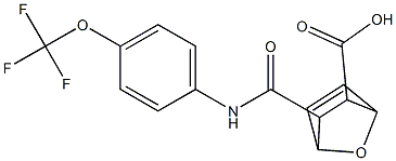 3-{[4-(trifluoromethoxy)anilino]carbonyl}-7-oxabicyclo[2.2.1]hept-5-ene-2-carboxylic acid Struktur