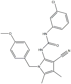 N-(3-chlorophenyl)-N'-[3-cyano-1-(4-methoxybenzyl)-4,5-dimethyl-1H-pyrrol-2-yl]urea Struktur