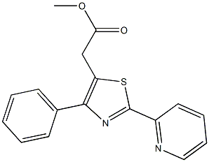 methyl 2-[4-phenyl-2-(2-pyridinyl)-1,3-thiazol-5-yl]acetate Struktur