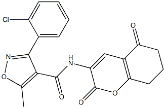 3-(2-chlorophenyl)-N-(2,5-dioxo-5,6,7,8-tetrahydro-2H-chromen-3-yl)-5-methyl-4-isoxazolecarboxamide Struktur