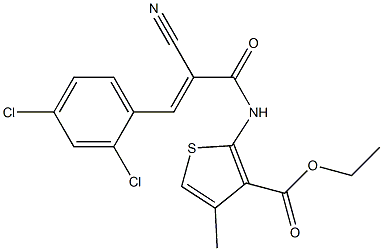 ethyl 2-{[2-cyano-3-(2,4-dichlorophenyl)acryloyl]amino}-4-methylthiophene-3-carboxylate Struktur