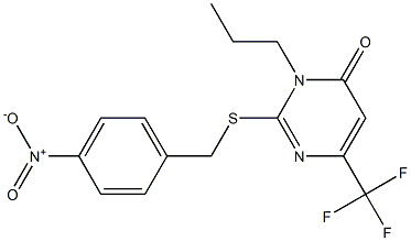 2-[(4-nitrobenzyl)sulfanyl]-3-propyl-6-(trifluoromethyl)-4(3H)-pyrimidinone Struktur