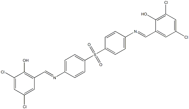 2,4-dichloro-6-({[4-({4-[(3,5-dichloro-2-hydroxybenzylidene)amino]phenyl}sulfonyl)phenyl]imino}methyl)phenol Struktur