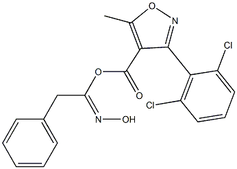 O1-{[3-(2,6-dichlorophenyl)-5-methylisoxazol-4-yl]carbonyl}-2-phenylethanehydroximic acid Struktur