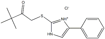 2-[(3,3-dimethyl-2-oxobutyl)sulfanyl]-4-phenyl-1H-imidazol-3-ium chloride Struktur