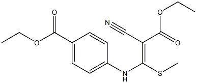 ethyl 4-{[2-cyano-3-ethoxy-1-(methylthio)-3-oxoprop-1-enyl]amino}benzoate Struktur