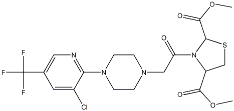 dimethyl 3-(2-{4-[3-chloro-5-(trifluoromethyl)-2-pyridinyl]piperazino}acetyl)-1,3-thiazolane-2,4-dicarboxylate Struktur