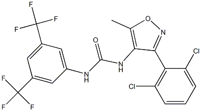 N-[3-(2,6-dichlorophenyl)-5-methylisoxazol-4-yl]-N'-[3,5-di(trifluoromethyl)phenyl]urea Struktur