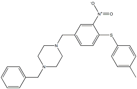 1-benzyl-4-{4-[(4-methylphenyl)sulfanyl]-3-nitrobenzyl}piperazine Struktur