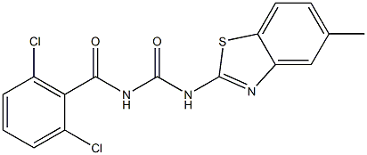 N-(2,6-dichlorobenzoyl)-N'-(5-methyl-1,3-benzothiazol-2-yl)urea Struktur