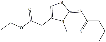 ethyl 2-[2-(butanethioylimino)-3-methyl-1,3-thiazol-4(3H)-yl]acetate Struktur