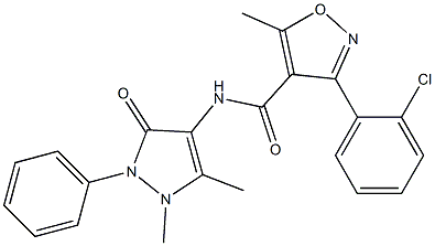 3-(2-chlorophenyl)-N-(1,5-dimethyl-3-oxo-2-phenyl-2,3-dihydro-1H-pyrazol-4-yl)-5-methyl-4-isoxazolecarboxamide Struktur