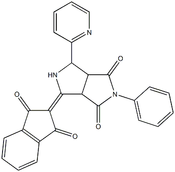 4-(1,3-dioxo-1,3-dihydro-2H-inden-2-yliden)-2-phenyl-6-(2-pyridinyl)tetrahydropyrrolo[3,4-c]pyrrole-1,3(2H,3aH)-dione Struktur