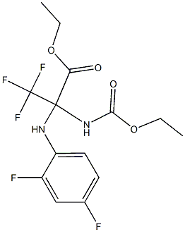 ethyl 2-(2,4-difluoroanilino)-2-[(ethoxycarbonyl)amino]-3,3,3-trifluoropropanoate Struktur