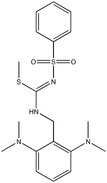 N1-[{[2,6-di(dimethylamino)benzyl]amino}(methylthio)methylidene]benzene-1-sulfonamide Struktur