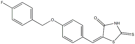 5-{4-[(4-fluorobenzyl)oxy]benzylidene}-2-thioxo-1,3-thiazolan-4-one Struktur