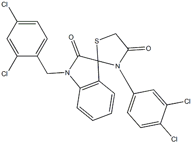 1-(2,4-Dichlorobenzy)-3'-(3,4-dichlorophenyl)spiro(2,3-dihydro-1H-indole-3,2'-thiazolidine)-2,4'-dione Struktur