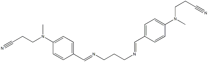 3-[4-({[3-({4-[(2-cyanoethyl)(methyl)amino]benzylidene}amino)propyl]imino}methyl)(methyl)anilino]propanenitrile Struktur